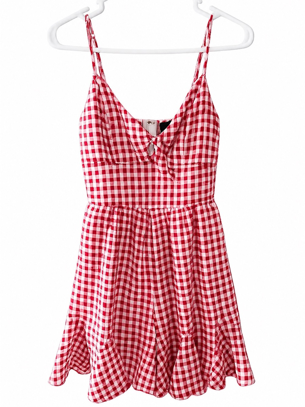 Trixxi Red & White Gingham Tie-Front romper